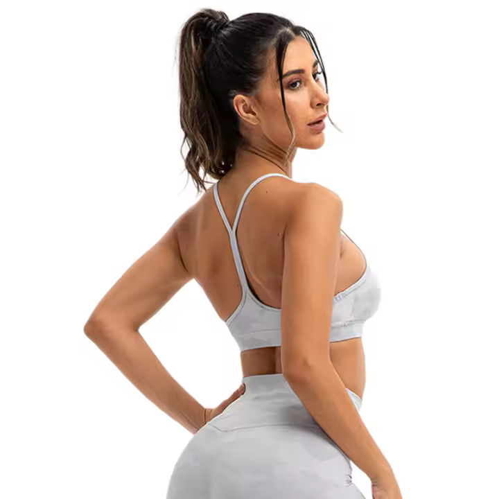 SHINBENE Sujetador Deportivo de Yoga para Mujeres con Estampado Camuflaje Diseño de Espagueti y Tirantes Delgados Fitness Gimnasio XS-XL - 1