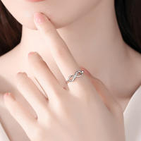 Anillo de plata de ley 925 de 2 g con diseño de infinito de moda, circonita brillante con incrustaciones, joyería ajustable para - details 2