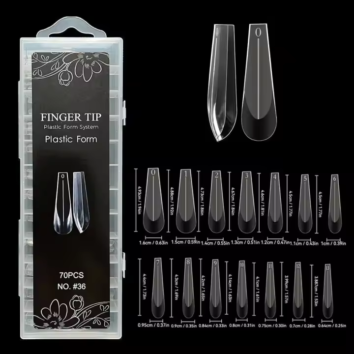 70 piezas de nosotros. Molde expandible ultralargo, forma dual, extensión de modelo, productos profesionales de decoración de uñas, reutilizable - 1