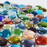 Piedras redondas de cristal para acuario, accesorios para manualidades, guijarros, canicas planas de colores mezclados, piedras de vidrio para pecera, 100g - details 4