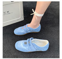 Zapatos de ballet de velcro con correa Estilo casual para mujeres Novedad en zapatos amarillos de satén 2025 - details 8