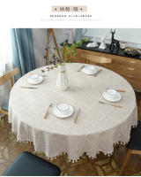 Mantel redondo de lino y algodón a cuadros, cubierta de mesa para comedor interior, cocina, decoración al aire libre, boda, Hotel, banquete - details 9