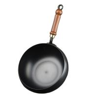 Wok Grande Puro Forjado a Mano Resistente al Desgaste, Antiadherente, Sartén de Hierro para el Hogar - details 3