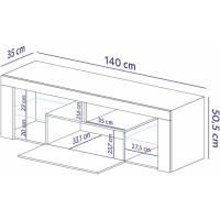 Mueble TV Moderno/Mesa TV/Mueble para Salón / 140 cm (sin LED, Nogal/Negro Brillante) - details 2