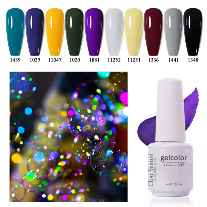 Esmalte de Uñas Clou Beaute 180 Colores Kit de Esmalte de Gel Semi Permanente 8ml 10pcs/Lote Botella de Vidrio UV Para Arte de Uñas Marca Clou Beaute Hecho en China Continental - 1