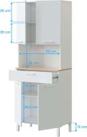 Alacena de Cocina Mueble Auxiliar de 3 Puertas y 1 Cajón Acabado en Blanco Artik y Roble Canadian - details 13