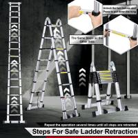 Escalera Telescópica de Aluminio Extensible, Antideslizante, Multiusos Carga de 150kg - details 11
