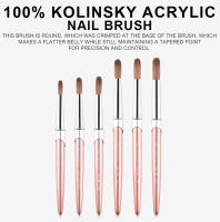 KADS-pincel acrílico Kolinsky 100%, herramienta de manicura, para aplicación acrílica, punta redonda prensada - details 0