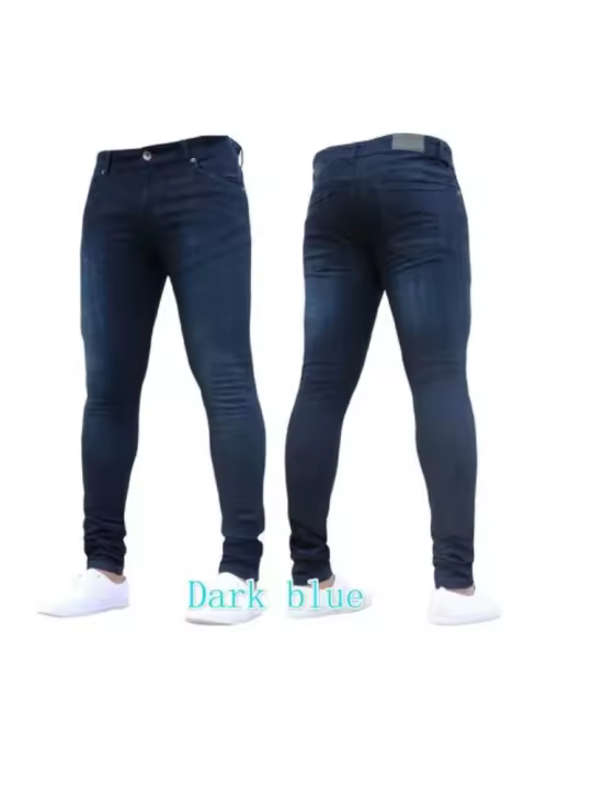 Pantalones vaqueros de color sólido con ajuste explosivo para hombre - 1