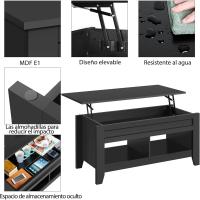 Mesa de Café de Madera Elevable Diseño Moderno para Sala Tamaño 104,5 x 49,5 x (49-61,5) cm Gris - details 17