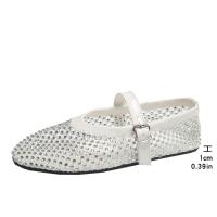 Sandalias huecas de malla con diamantes de imitación para mujer, zapatos planos poco profundos de talla grande, zapatos planos cómodos de lujo para mujer - details 1