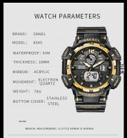 Reloj de pulsera deportivo para hombre Smael resistente al agua con función de alarma y fecha multifunción cuarzo dualtime - details 9