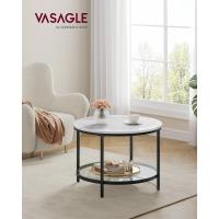 Centro, Mesita de Salón, de Mármol de Imitación Redonda, Estante de Vidrio Templado, Montaje Fácil, Estilo Moderno, Blanco Mármol y Dorado Claro LCT072W59 - details 16