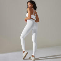 Conjunto de Yoga Sin Costuras para Mujeres Chaleco de Entrenamiento, Pantalones, Sujetador, Shorts de Gimnasio, Leggings de Correr de Cintura Alta Conjuntos Deportivos - details 15