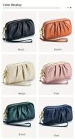 Bolso de Mano de Cuero Genuino de Doble Capa Cartera con Cremallera y Correa Desmontable - details 11