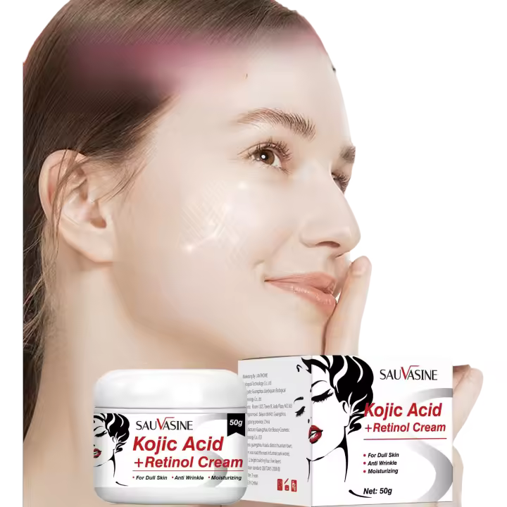 Crema Facial de Ácido Kójico de 50g, crema hidratante y iluminadora Facial con Retinol, crema Facial blanqueadora y control de aceite antienvejecimiento - 1