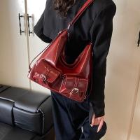 Mochilas con múltiples bolsillos de Color sólido estilo Y2K, bolso cruzado de cuero PU de gran capacidad, bolso de hombro, mochila para mujer - details 10