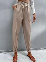 Pantalones femeninos de cintura alta lisos primavera otoño nuevos en pantalones de lino para mujer pantalones bombachos holgados clásicos - details 3