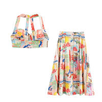 Conjunto Elegante de Dos Piezas para Mujer TRAFZA Top Mini con Correa Impresa - details 25