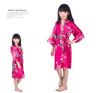 Vestido Camisón largo de peonía de pavo real con estampado de niña, albornoz de verano delgado para niños, pijamas para el hogar, ropa de rebeca - details 8