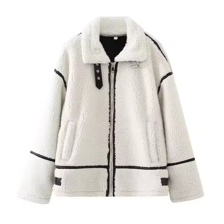 Nueva ropa informal europea y americana para mujer, camiseta para otoño 2024, forro polar de lana, color cálido, felpa - 1