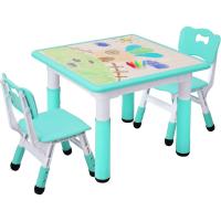 Grupo de Mesa Infantil en Altura Ajustable, Muebles de plástico para niños, Grupo de Asientos para niños y niñas a Partir de 2 años, (Amarillo, Mesa Cuadrada) - details 9