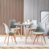 Mesa de Comedor, Estilo escandinavo Ronda Mesa y Patas de Madera de Haya, 80*72 cm, Color Blanco - details 37