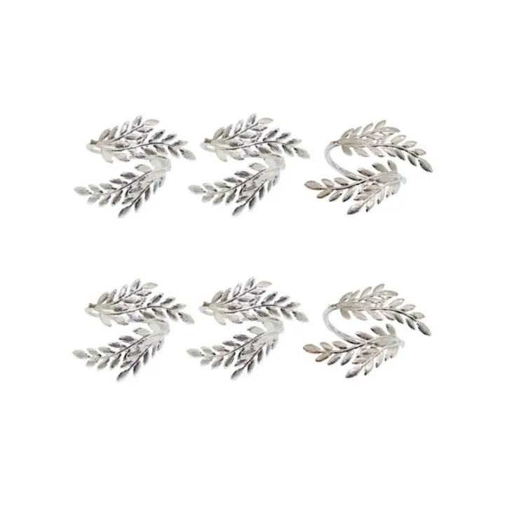 Juego de Anillos de Servilletas de Plata de 6 Piezas Soporte de Metal para Decoración de Boda y Mesa de Comedor - 1