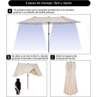Parasol Doble para Jardín Sombrilla Gigante Anti UV con Manivela Tamaño 4,55x2,65x2,38 m Color Gris - details 22