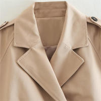 BUNO-Gabardina corta con cinturón para mujer, chaqueta de calle Vintage, Top de manga larga con doble botonadura, abrigo femenino, trajes de primavera, 2025 - details 4