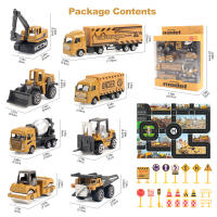 8pcs/set Alloy Engineering Truck with Mat&Road Sign Classic Construction Model Vehicle Loader Tractor Excavator Toy Car for Boys - details 5