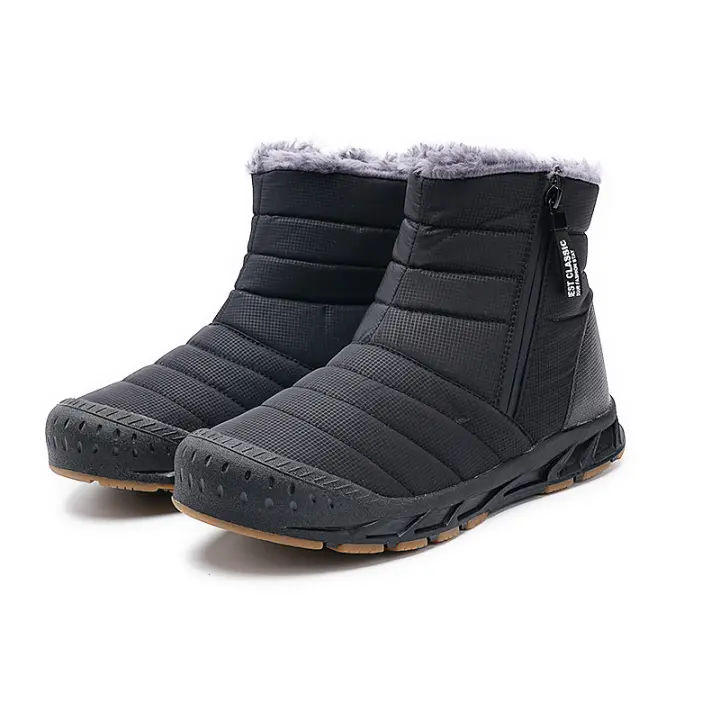 Botas cálidas con cremallera para nieve con forro de cuero para hombre, impermeable, exterior, invierno 7 3 - 1