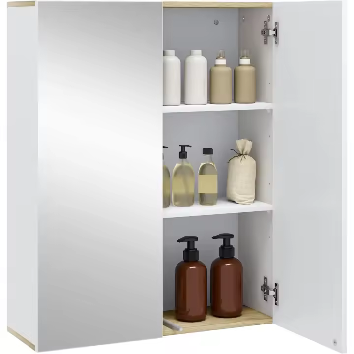 2 Puertas y 3 Estantes, Mueble Auxiliar Gran Almacenamiento, MDF, Blanco 60x20x75cm - 1