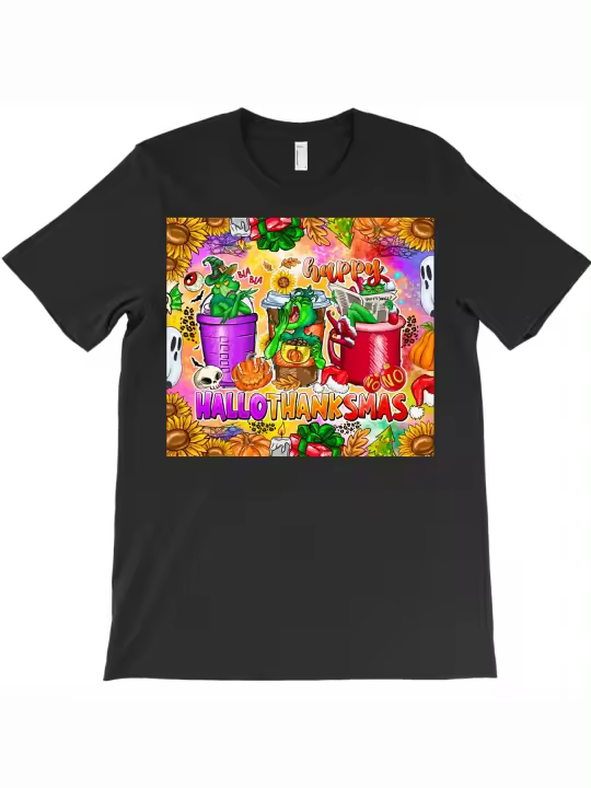 Camiseta Happy Hallothanksmas---Regalo para papá, manga corta con cuello redondo suave y cómoda - 1