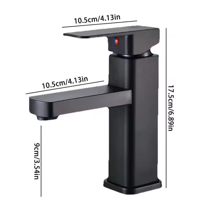 Grifos de fregadero resistentes, grifo de cascada elegante, diseño negro mate para baño - 1