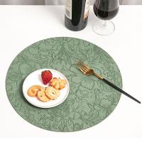 Nuevas manteles individuales redondos antideslizantes de cuero PU, manteles individuales para mesa de comedor, posavasos impermeables tallados con flores en 3D para el hogar - details 8