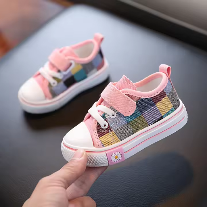 Zapatos de lona para niños y niñas, zapatillas de deporte clásicas e informales de moda, zapatos de skate a cuadros - 1