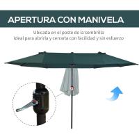 Parasol Doble para Jardín Sombrilla Gigante Anti UV con Manivela Tamaño 4,55x2,65x2,38 m Color Gris - details 39