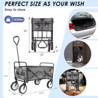 Carrito de Mano Plegable Ruedas de 360 °   Ideal para Jardín, Playa, Camping, Compras - details 1