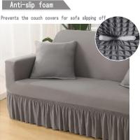 Fundas de sofá elástica de alta elasticidad con falda, Protector de muebles fácil de ajustar, Seersucker，Funda de sofá - details 4