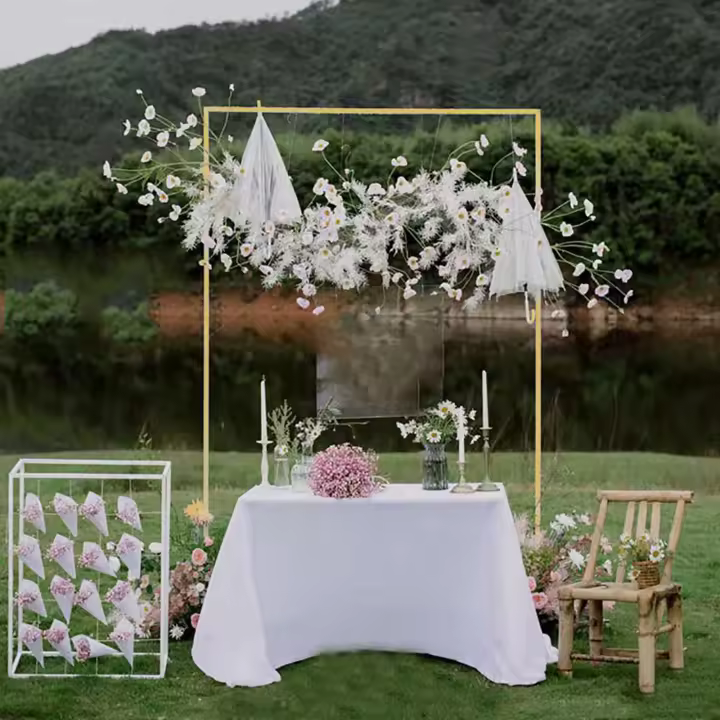 Arco de Globo para Decoración de Bodas y Eventos en Jardín al Aire Libre y Interior Metal con Diseño de Arco Cuadrado 6.5x3.4ft - 1
