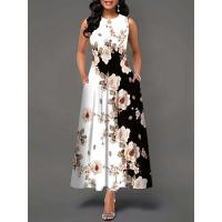Women's Boho Long Dress Elegant Sleeveless Floral Print Casual Beach Party Summer Dress - details 3