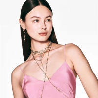 SWΑRΟVSΚΙ Collar Imber Corte redondo, diseño disperso, blanco, chapado en oro - details 3