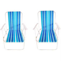 Juego de 2 sillas de playa plegables, tumbona de camping, silla de playa portátil para piscina, jardín y playa - details 0
