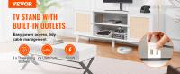 VEVOR-Soporte de TV de ratán de mediados de siglo, soporte de TV moderno con enchufe incorporado, puertos USB, estantes ajustables para sala de estar, sala de medios - details 1