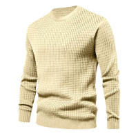 Suéter de punto para hombre, camiseta informal de manga larga con cuello redondo y ajuste holgado - details 22