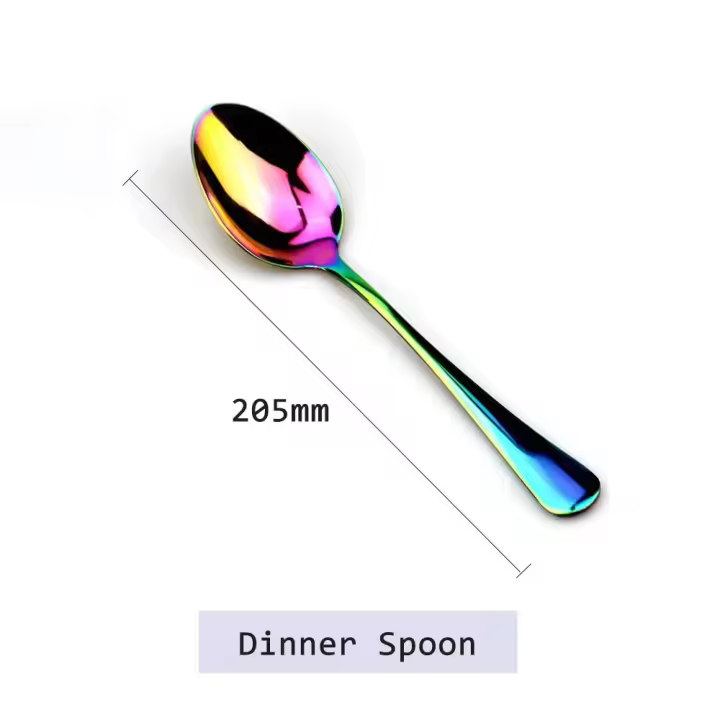 JANKNG Juego de Vajilla de Acero Inoxidable, Cubiertos Coloridos de Arcoíris, Apto para Lavavajillas, Vajilla Occidental, Accesorios de Cocina - 1