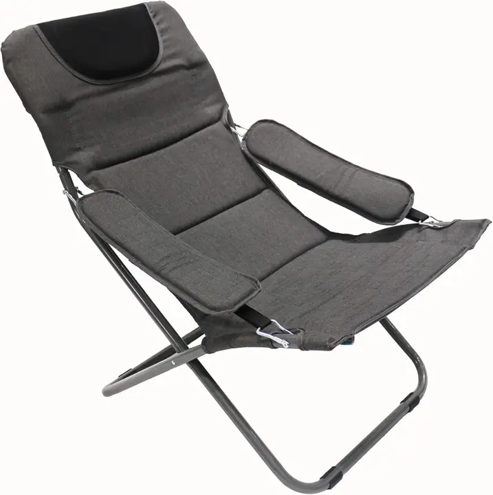 Silla de camping plegable con respaldo ajustable de textileno 2×1, beige - 1