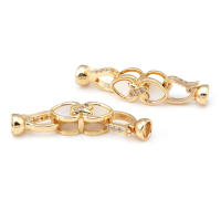 2 juegos de conectores de latón y circonita y concha de Color dorado de 18K para collares, cierres de pulsera, suministros para fabricación de joyas, accesorios Diy - details 10