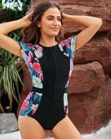 Traje de baño de una pieza para mujer, traje de baño con cuello en V y control del vientre, ropa de playa para vacaciones - details 4